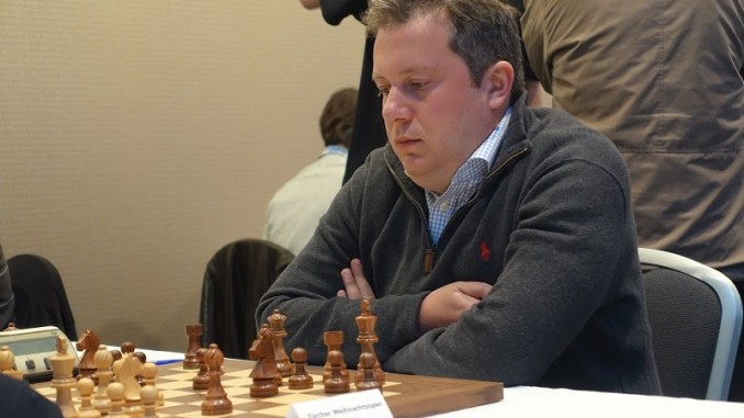 Arkadij Naiditsch over the board. Photo © Georg Kradolfer