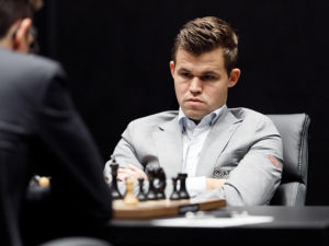 World Chess Championship 2018, Magnus Carlsen at the start of Game 3 | Photograph © World Chess