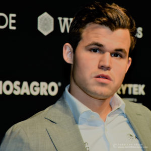 Magnus Carlsen, after Game 8, FIDE World Chess Championship 2018 | Photograph by John Lee Shaw © www.hotoffthechess.com.