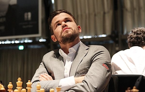 Magnus Carlsen during the Grenke Chess Classic 2019. Image © Georgios Souleidis, http://www.grenkechessclassic.de